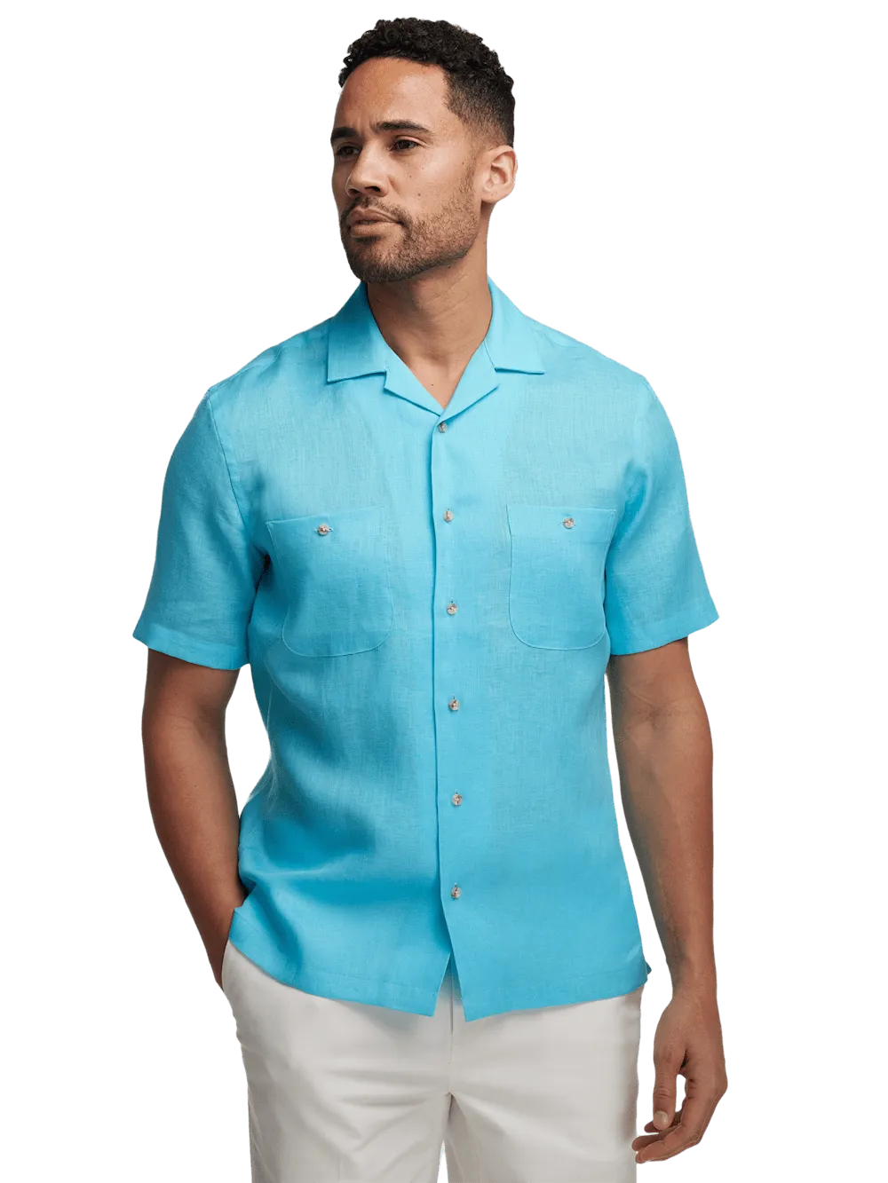 Linen Solid Casual Shirt - Aqua