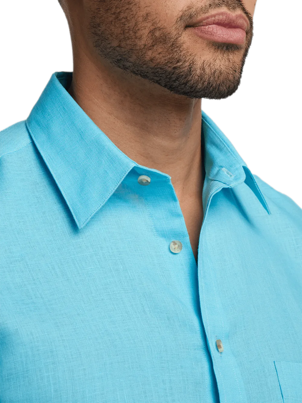 Linen Solid Casual Shirt - Aqua