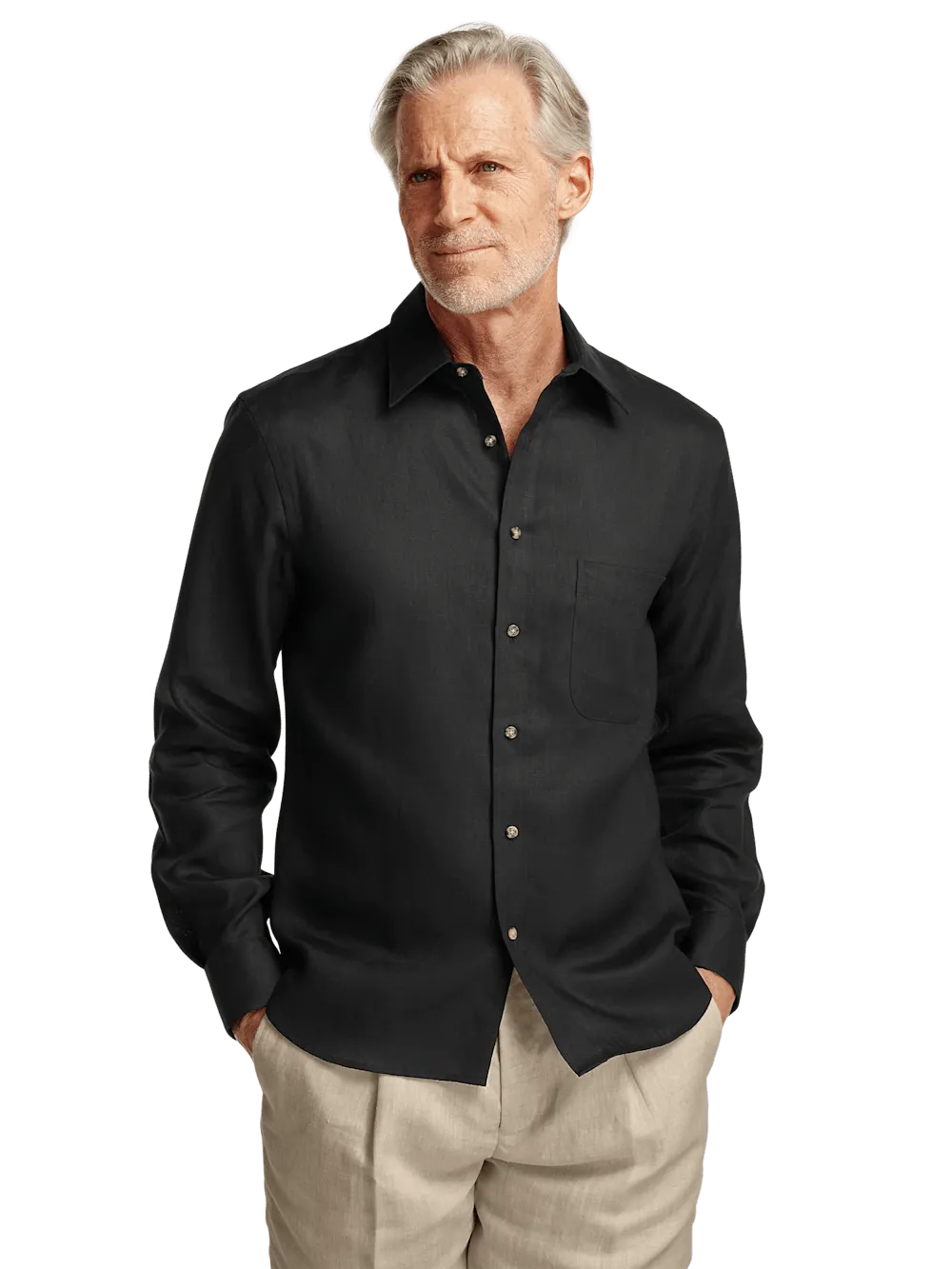 Linen Solid Casual Shirt - Black
