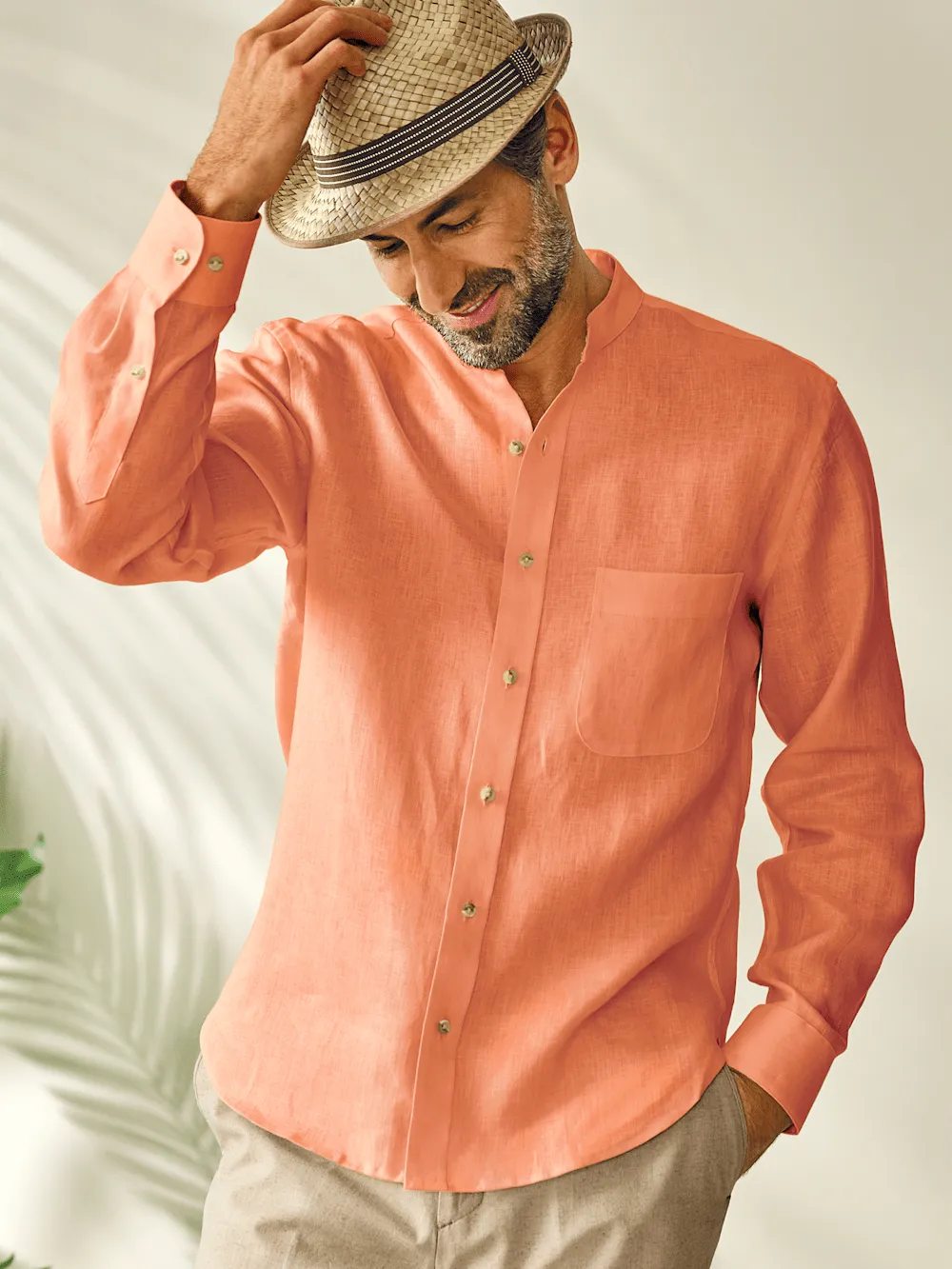 Linen Solid Casual Shirt - Coral