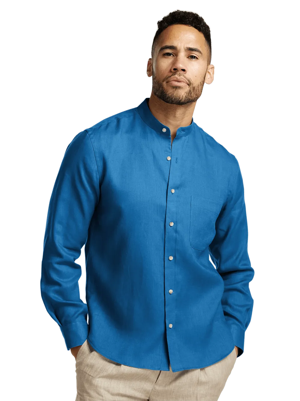Linen Solid Casual Shirt - Dark Blue
