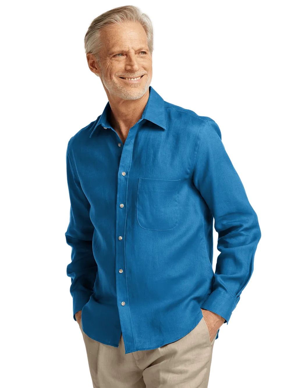 Linen Solid Casual Shirt - Dark Blue