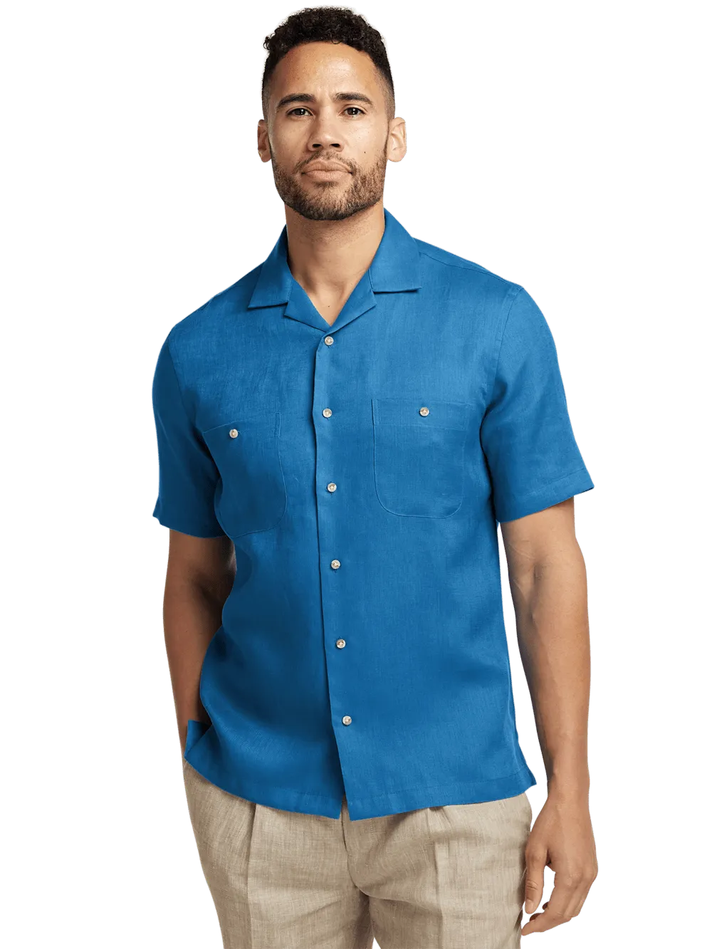 Linen Solid Casual Shirt - Dark Blue