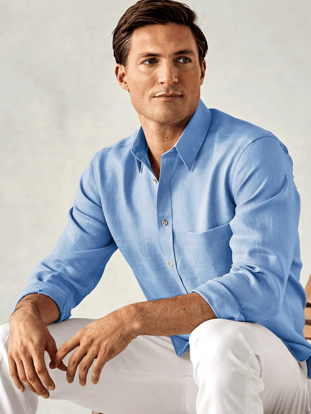 Linen Solid Casual Shirt - Light Blue