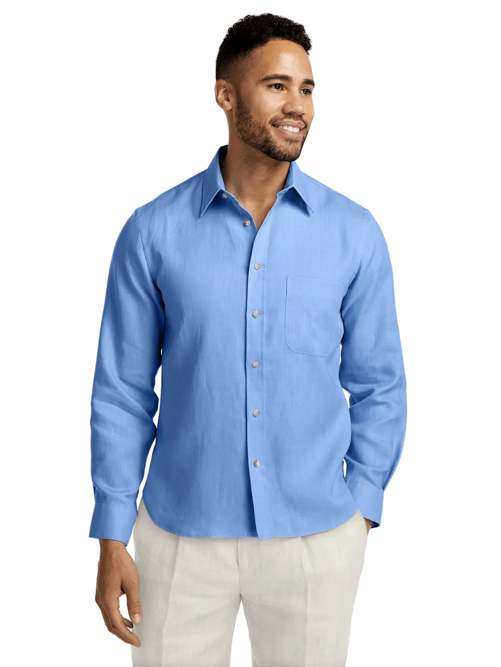 Linen Solid Casual Shirt - Light Blue
