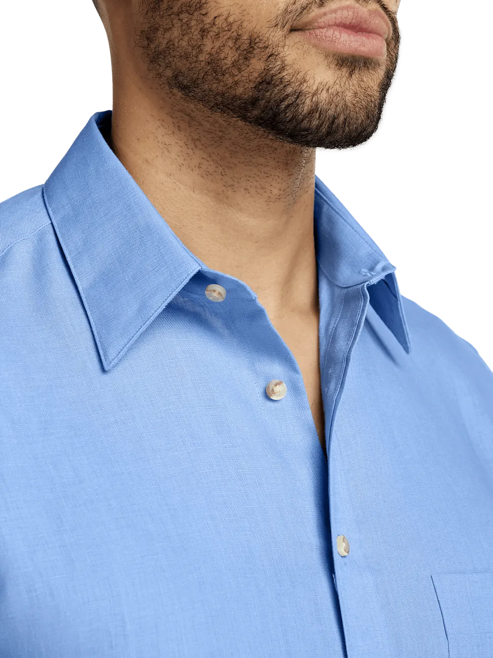 Linen Solid Casual Shirt - Light Blue