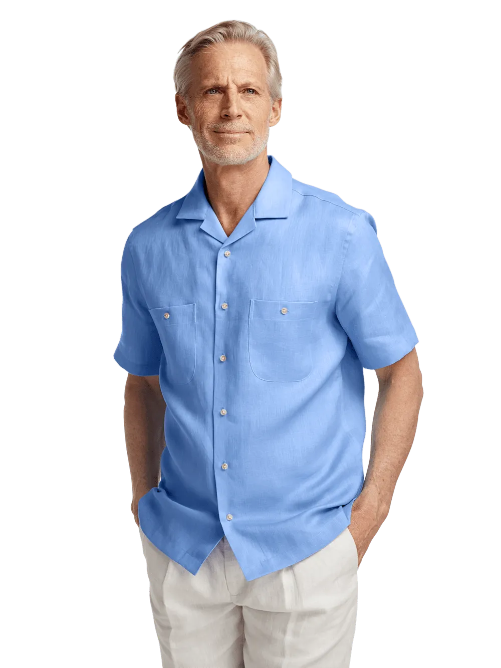 Linen Solid Casual Shirt - Light Blue