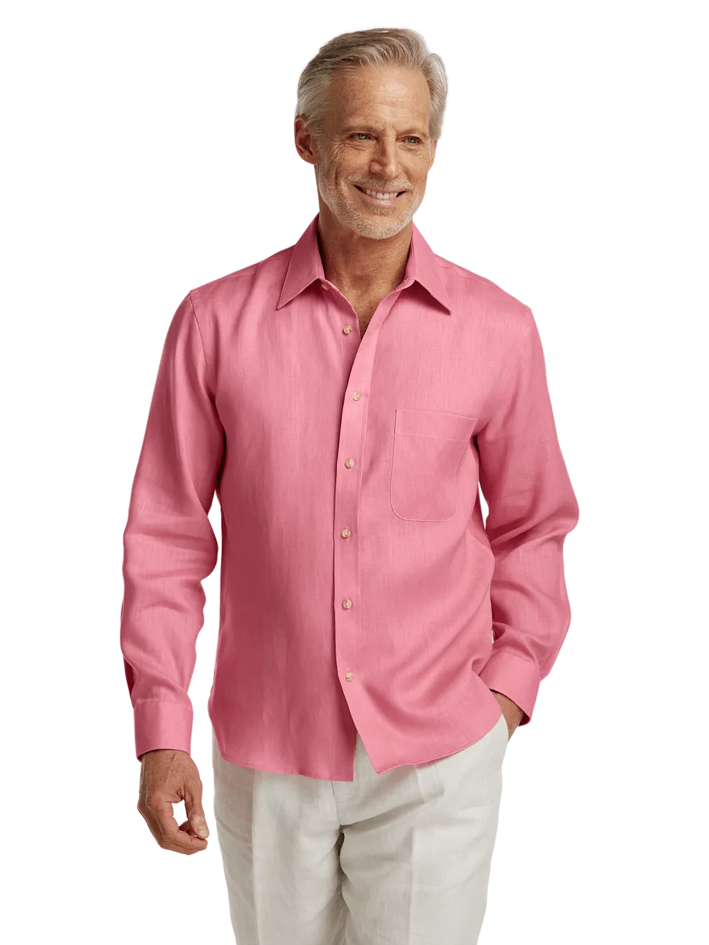 Linen Solid Casual Shirt - Pink