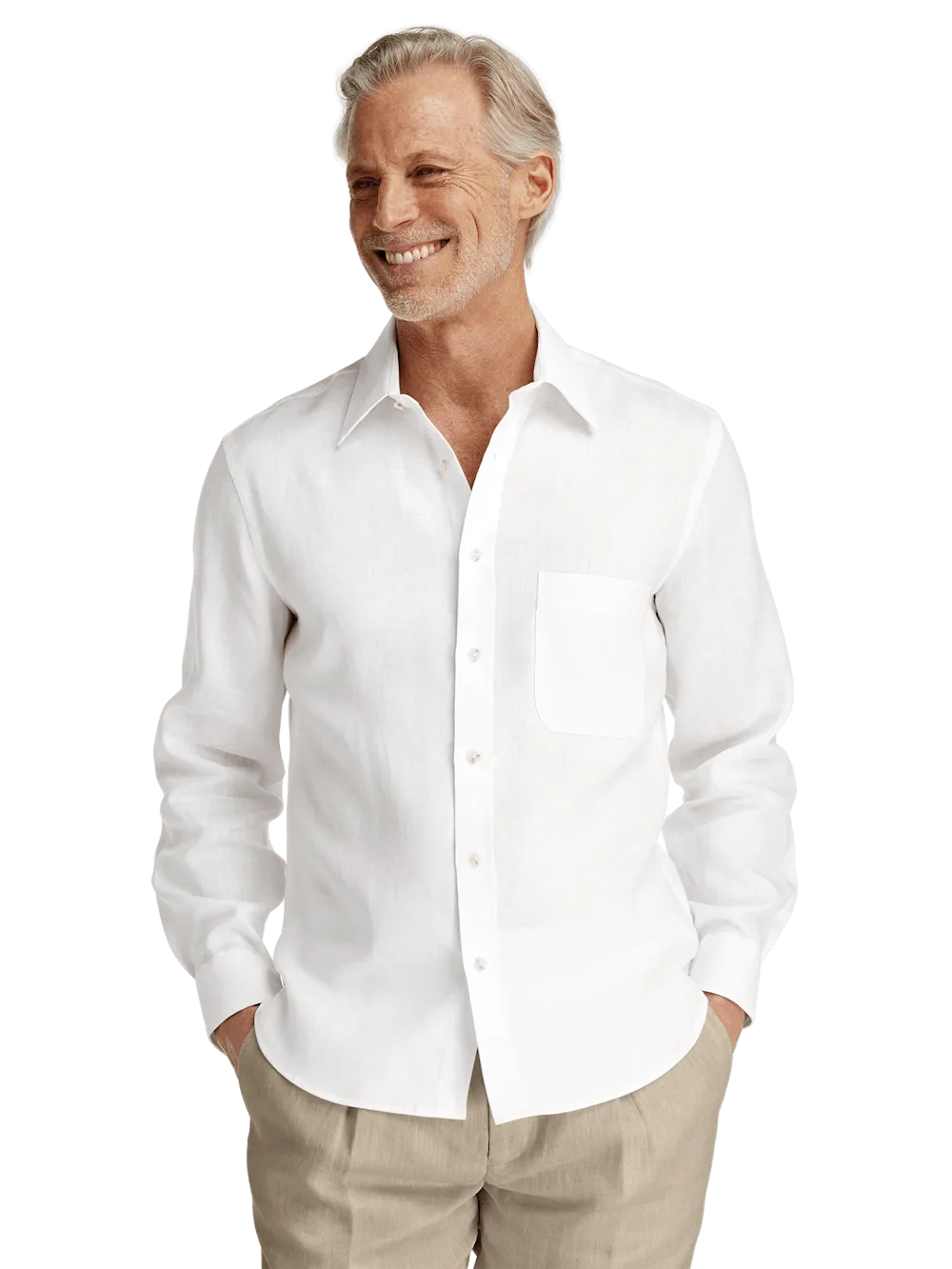 Linen Solid Casual Shirt - White