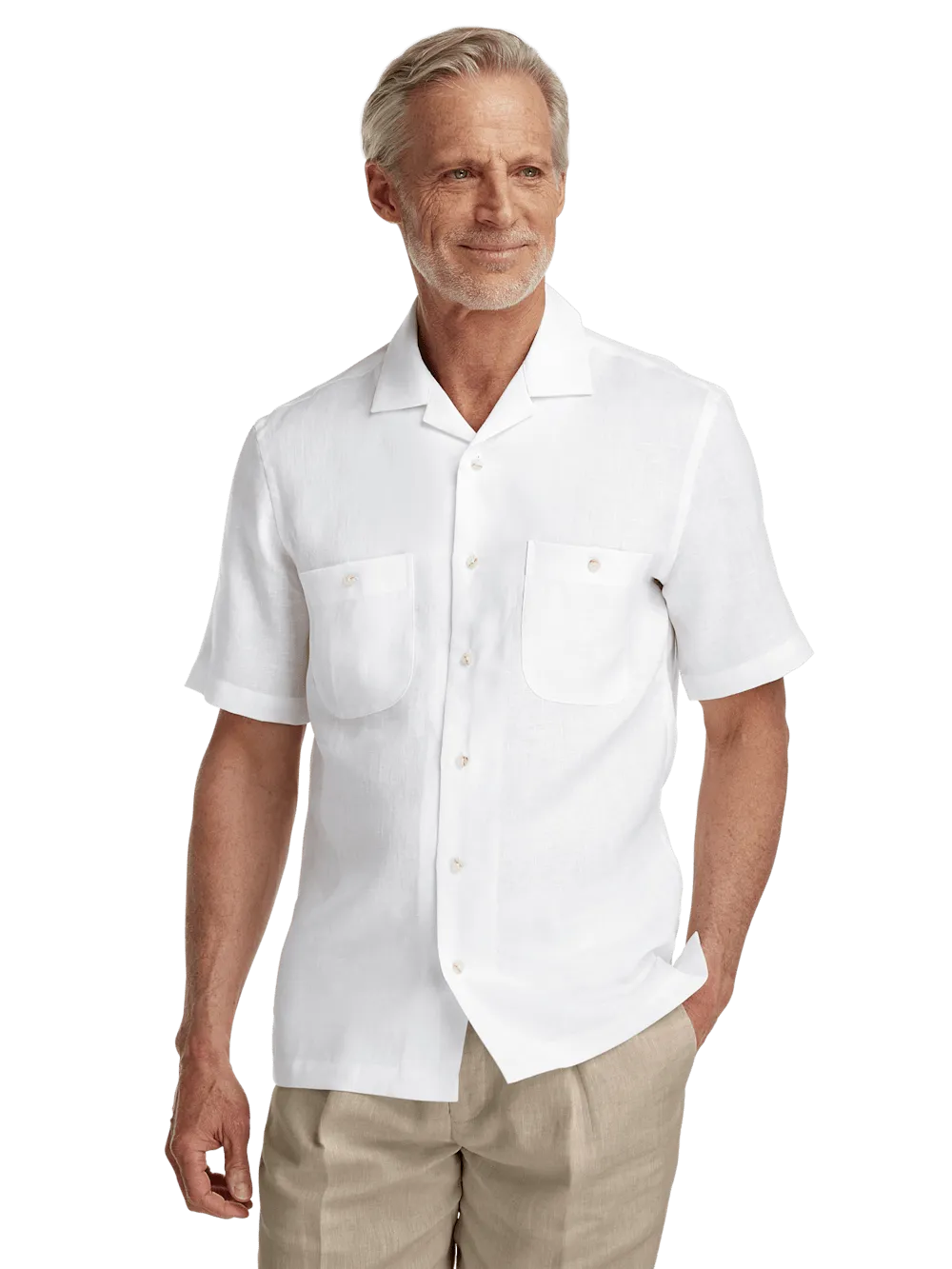 Linen Solid Casual Shirt - White