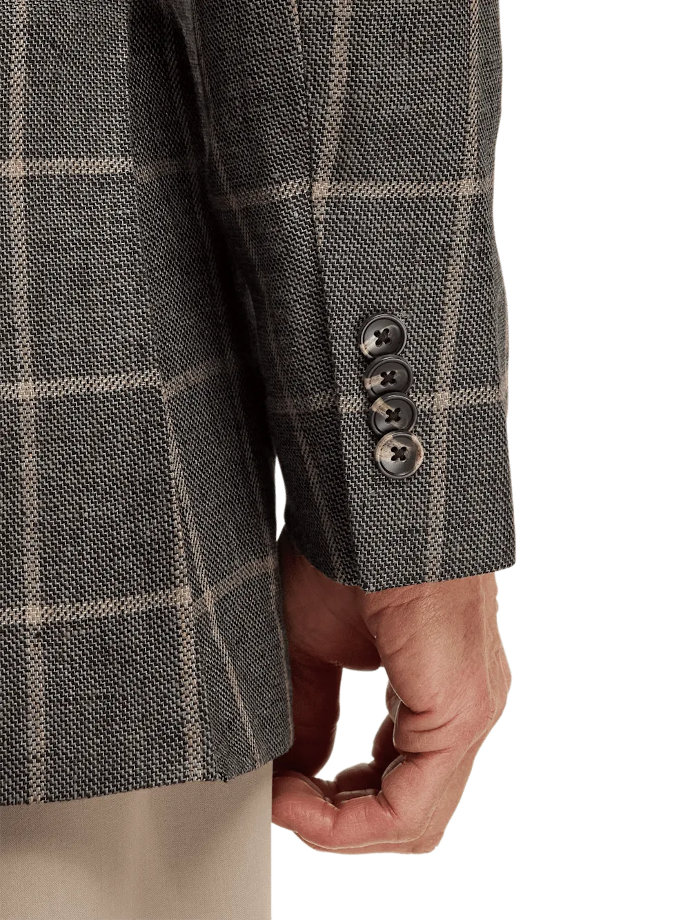 Linen Windowpane Single Breasted Notch Lapel Sport Coat - Charcoal