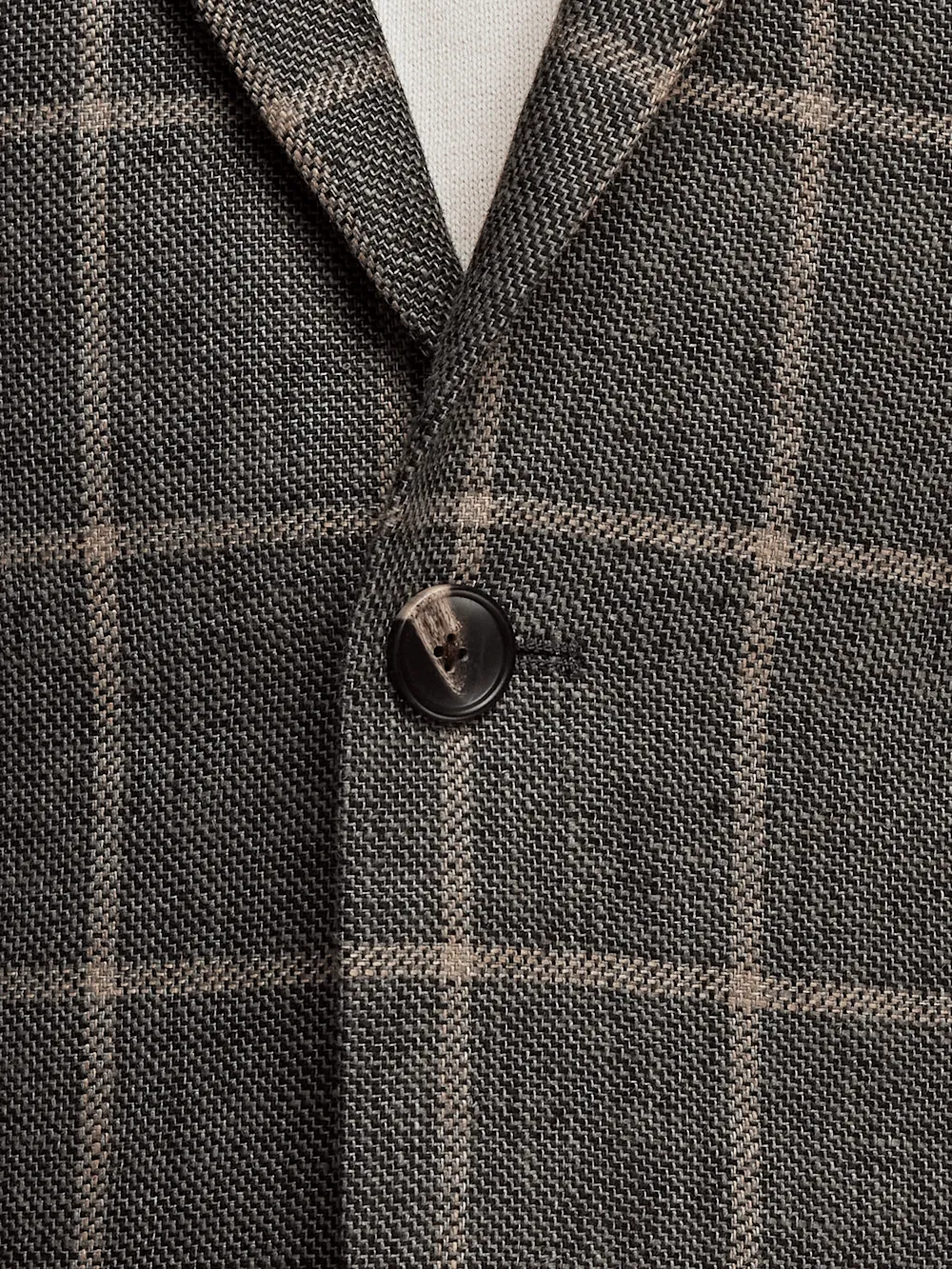 Linen Windowpane Single Breasted Notch Lapel Sport Coat - Charcoal