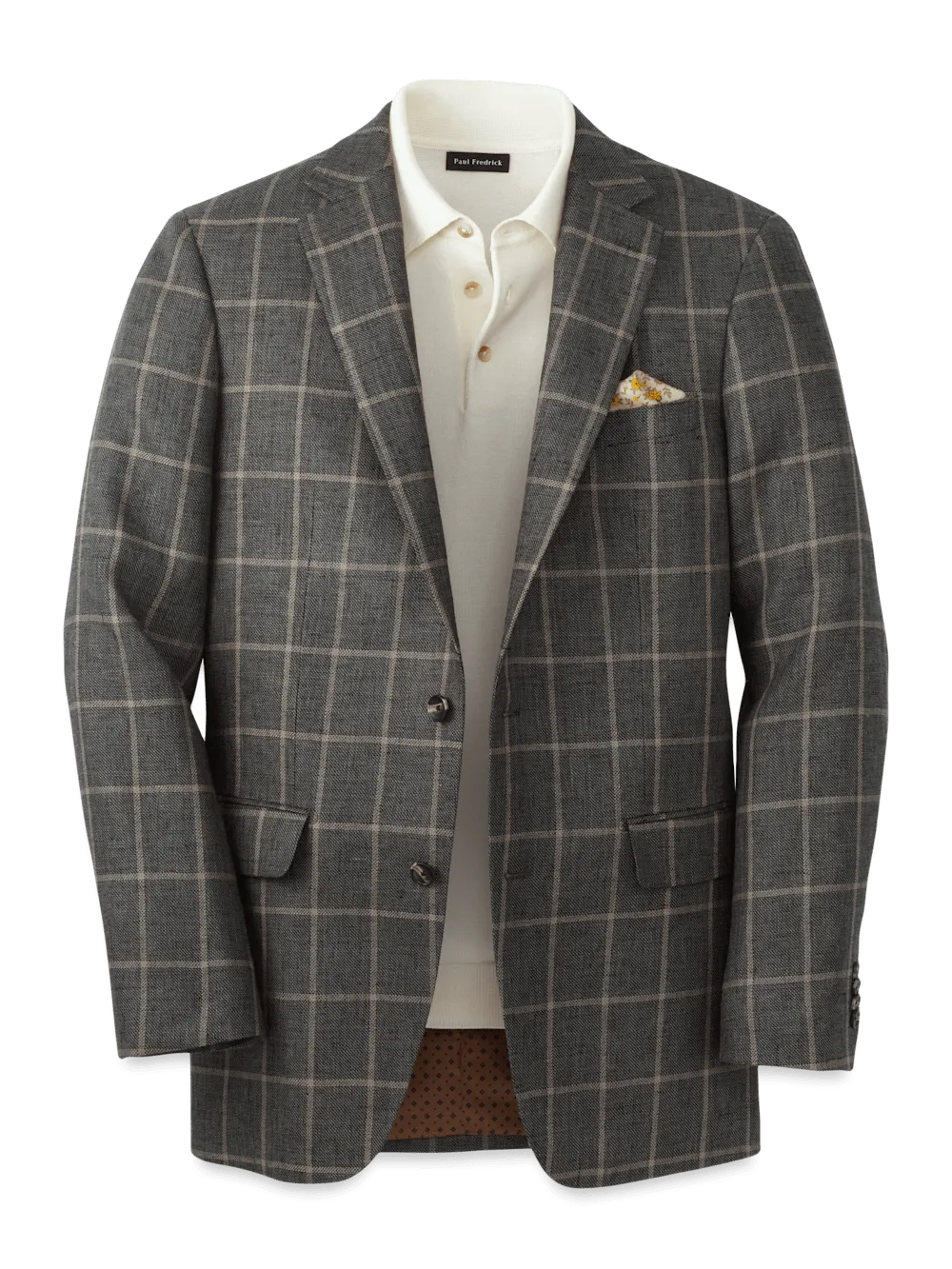 Linen Windowpane Single Breasted Notch Lapel Sport Coat - Charcoal