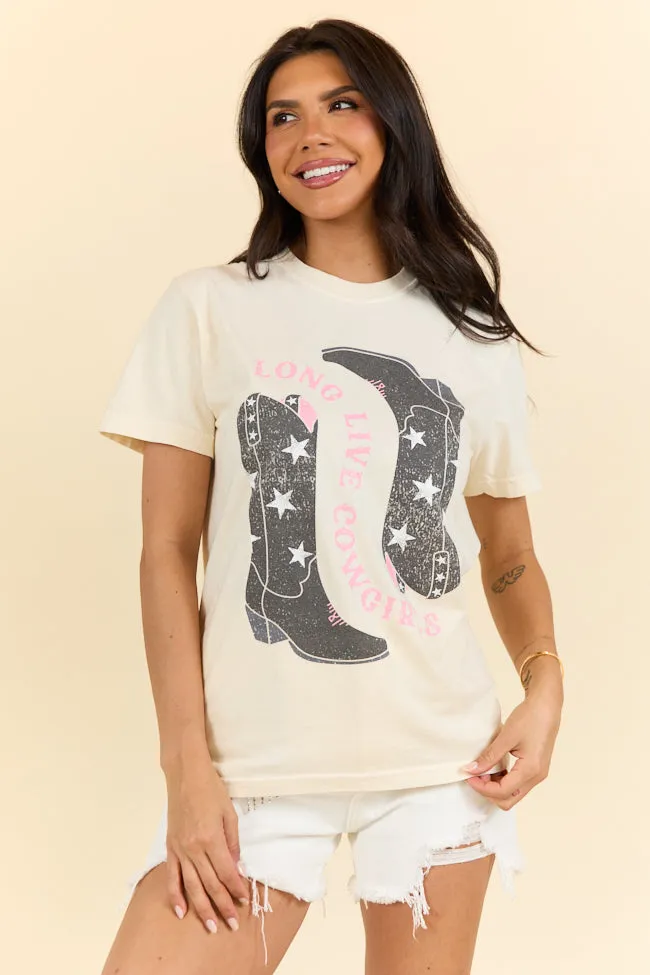 Long Live Cowgirls Star Boots Ivory Graphic Tee SALE