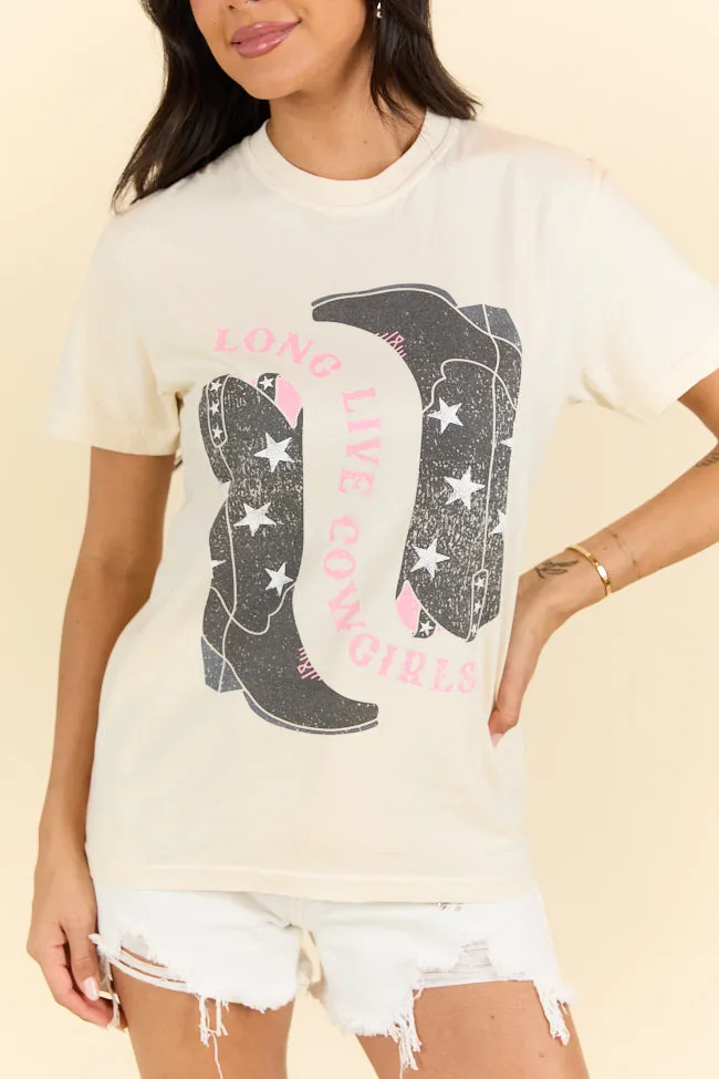 Long Live Cowgirls Star Boots Ivory Graphic Tee SALE