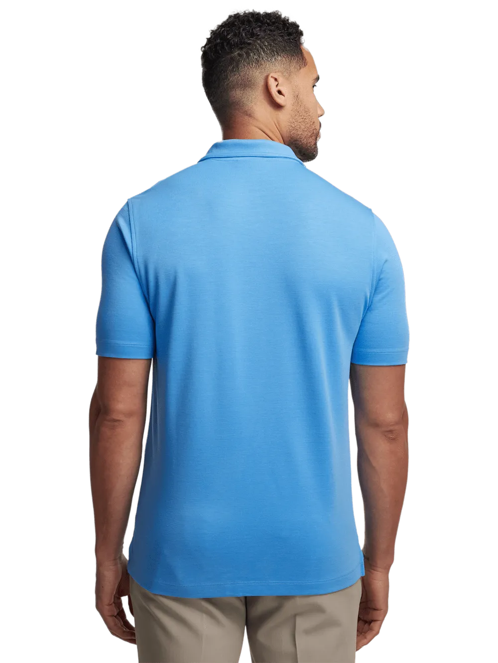 Lyocell Blend Quarter Zip Polo - Blue