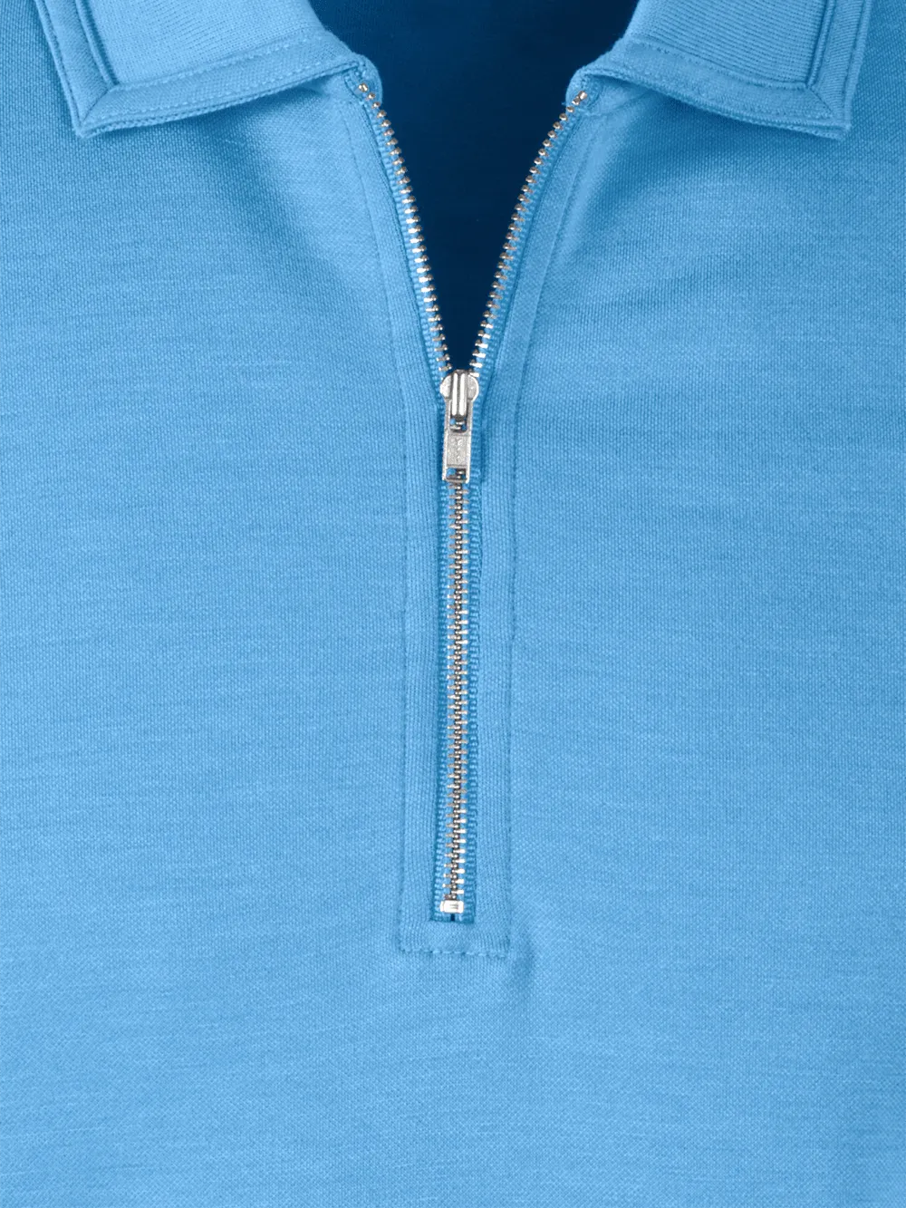 Lyocell Blend Quarter Zip Polo - Blue