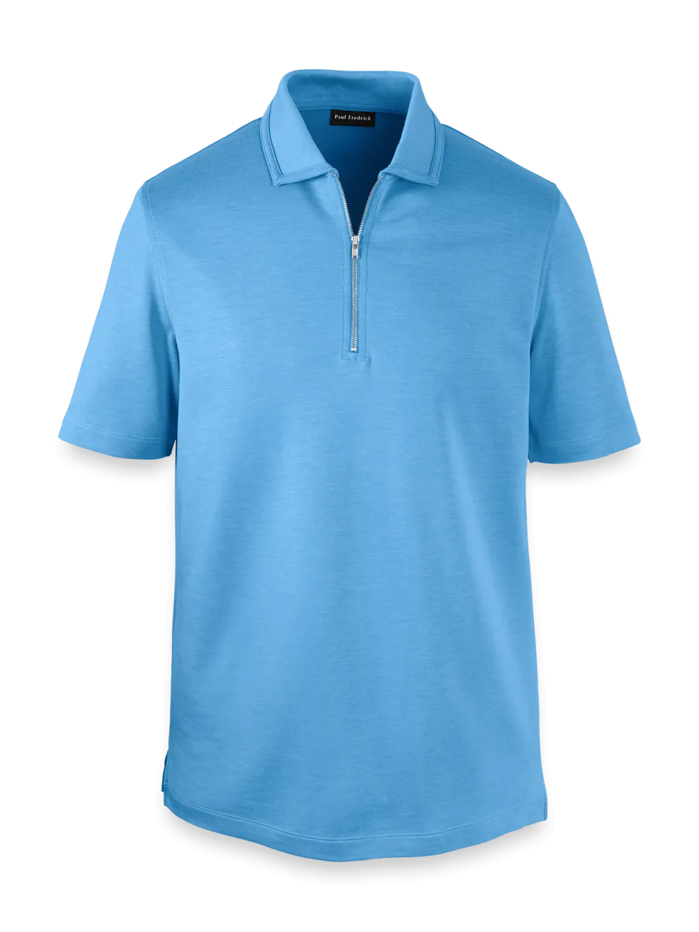 Lyocell Blend Quarter Zip Polo - Blue