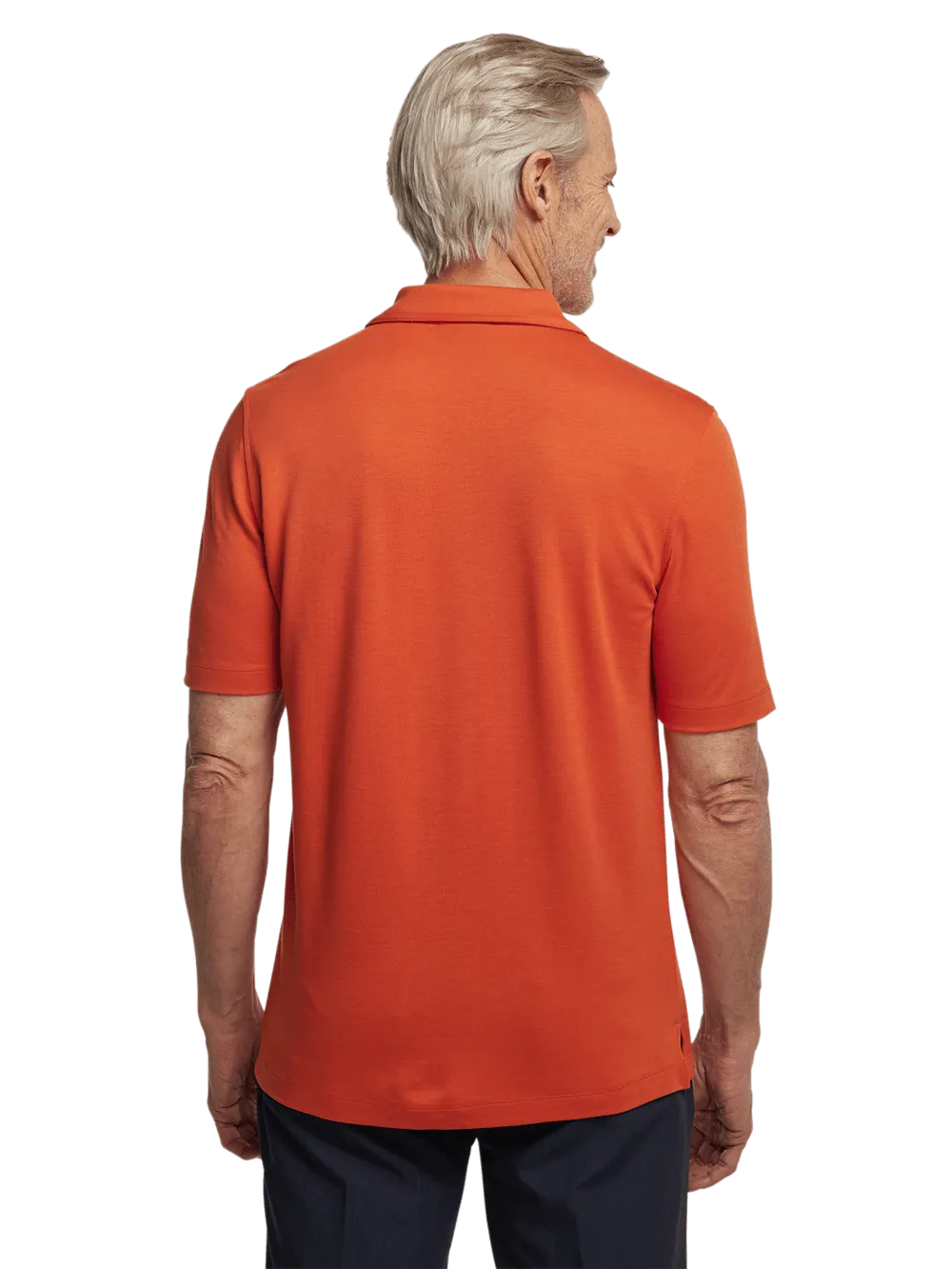 Lyocell Blend Quarter Zip Polo - Rust