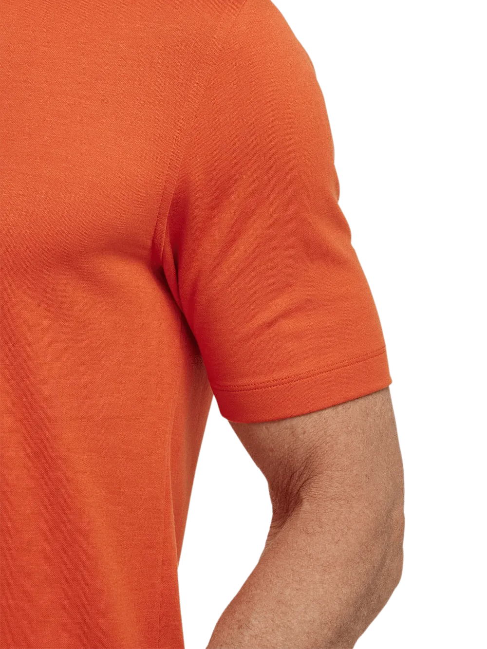 Lyocell Blend Quarter Zip Polo - Rust