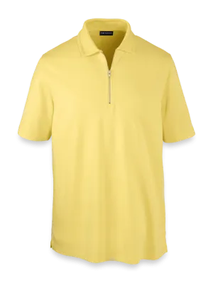 Lyocell Blend Quarter Zip Polo - Yellow
