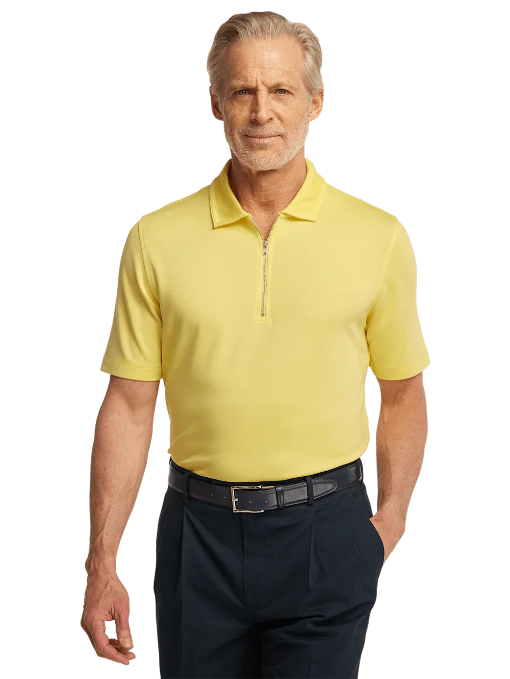 Lyocell Blend Quarter Zip Polo - Yellow