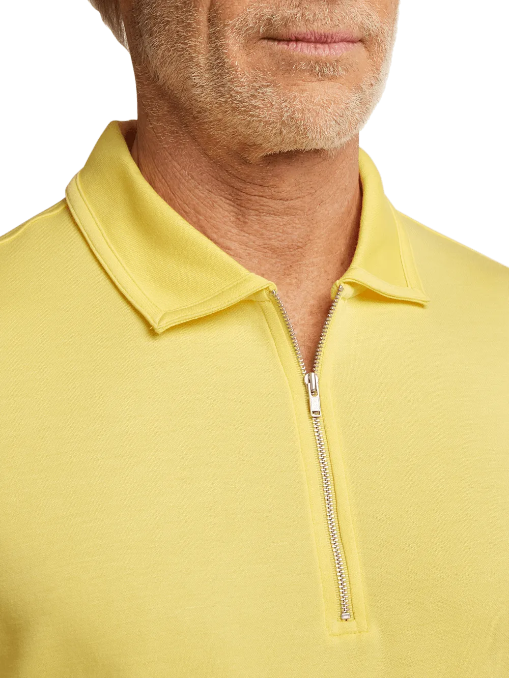 Lyocell Blend Quarter Zip Polo - Yellow