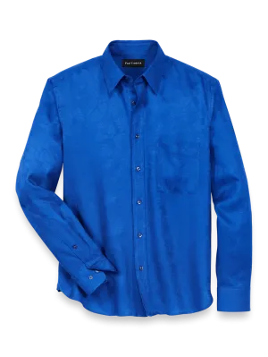 Lyocell Solid Jacquard Casual Shirt - Blue