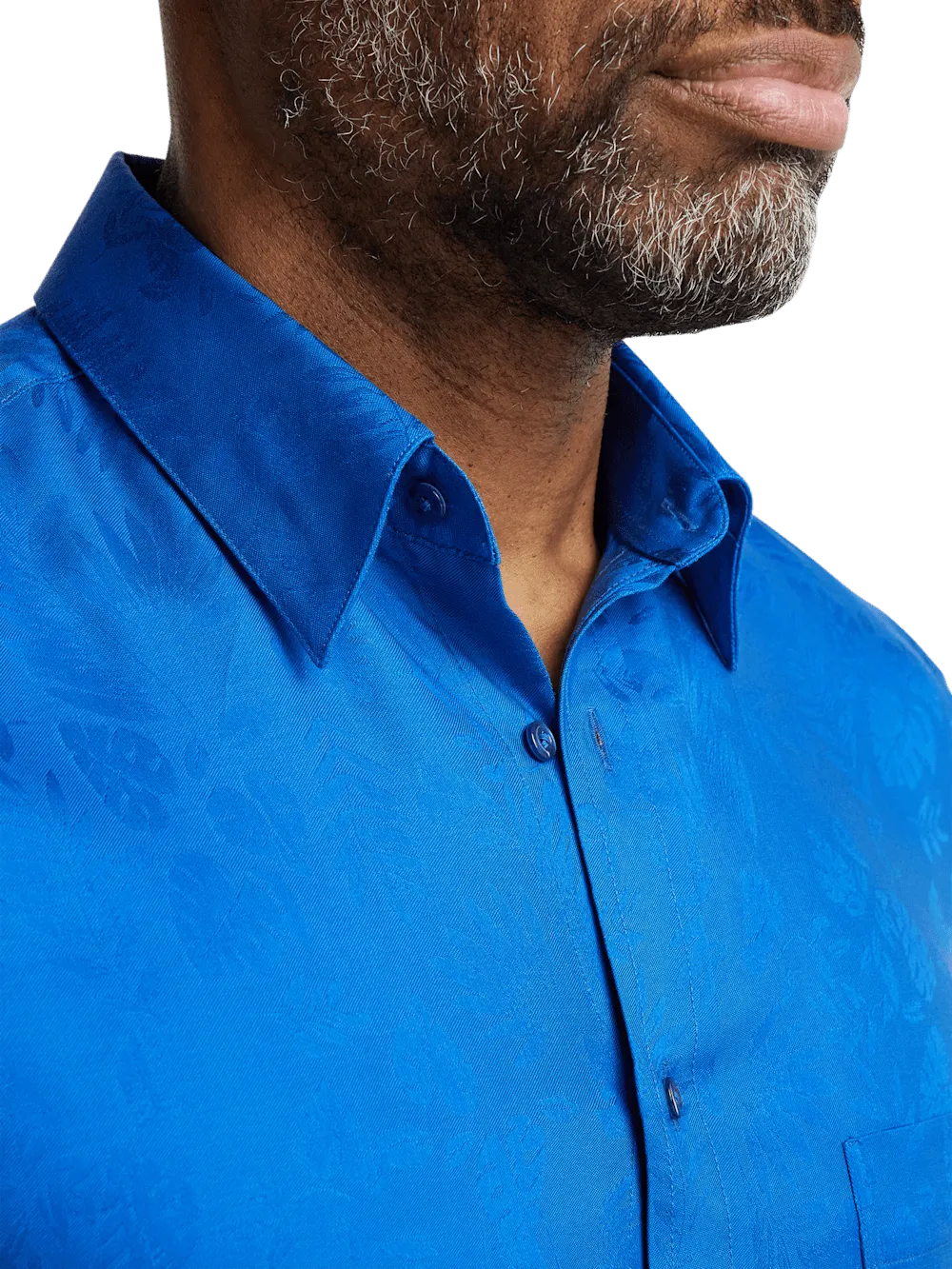 Lyocell Solid Jacquard Casual Shirt - Blue