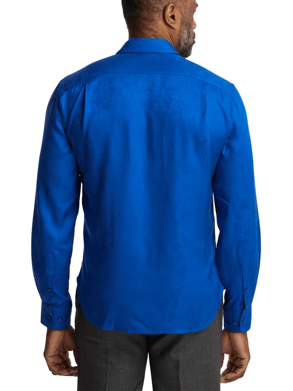 Lyocell Solid Jacquard Casual Shirt - Blue