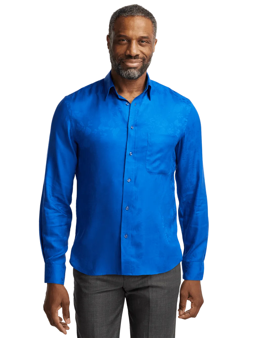 Lyocell Solid Jacquard Casual Shirt - Blue