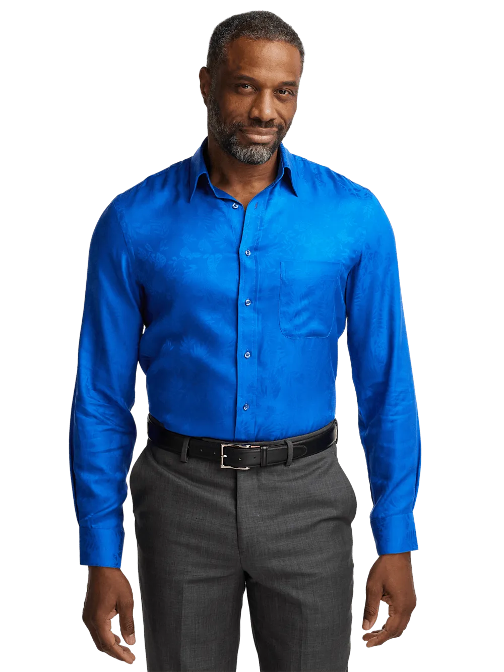 Lyocell Solid Jacquard Casual Shirt - Blue