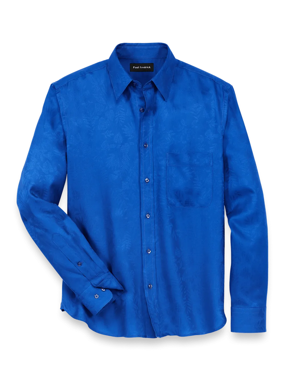Lyocell Solid Jacquard Casual Shirt - Blue
