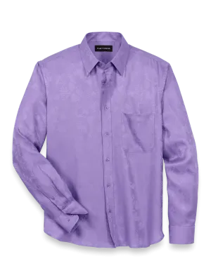 Lyocell Solid Jacquard Casual Shirt - Lavender