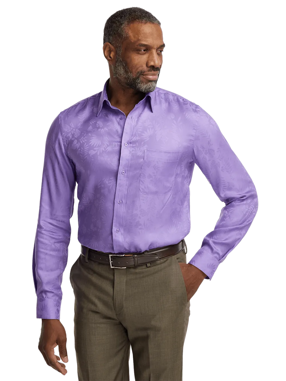 Lyocell Solid Jacquard Casual Shirt - Lavender