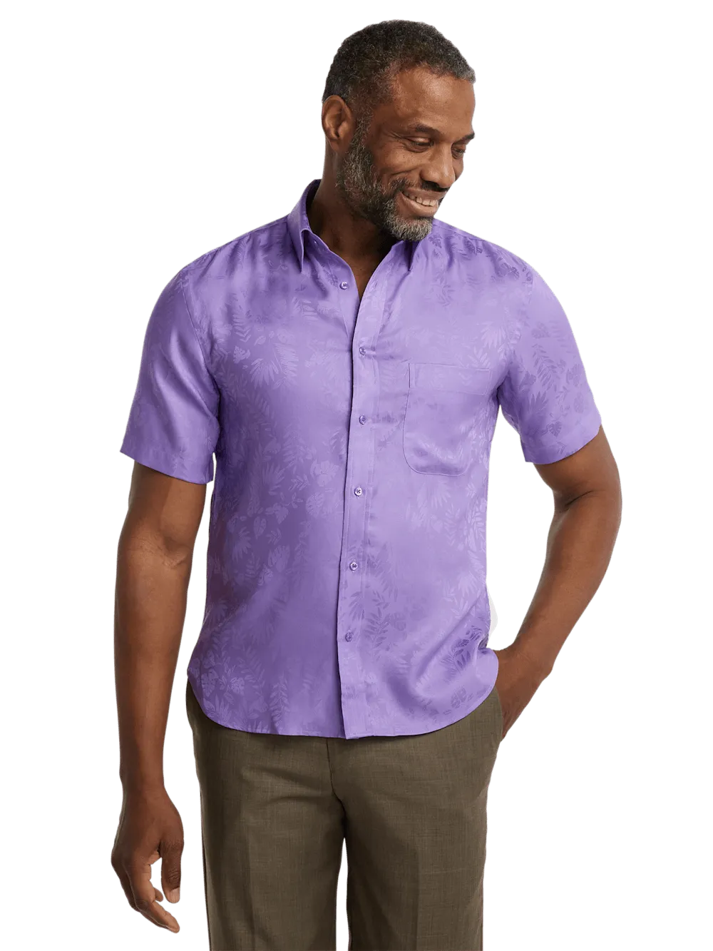 Lyocell Solid Jacquard Casual Shirt - Lavender