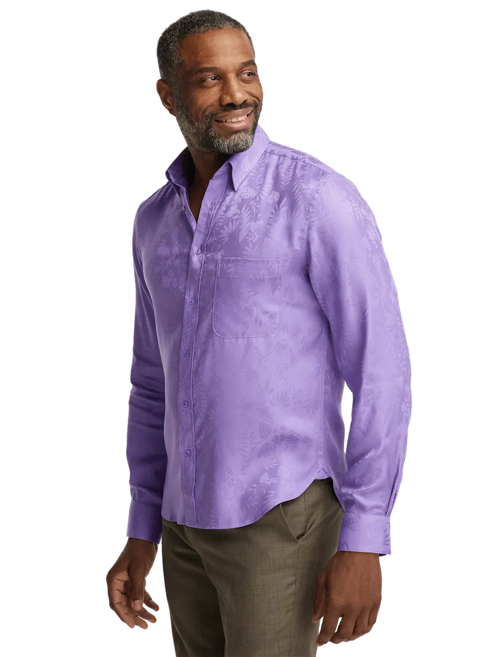 Lyocell Solid Jacquard Casual Shirt - Lavender
