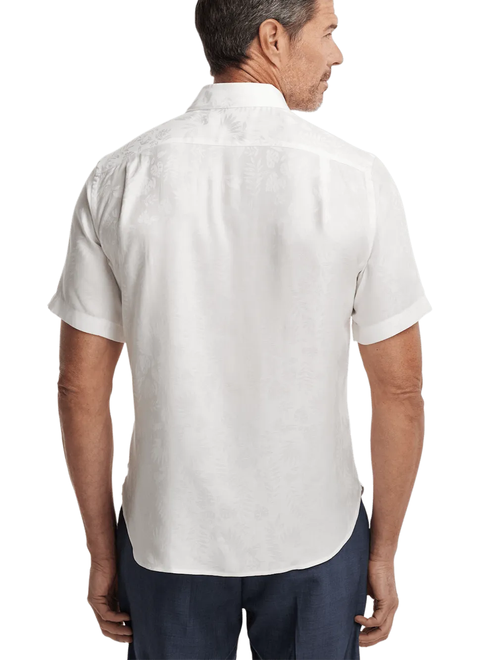 Lyocell Solid Jacquard Casual Shirt - White