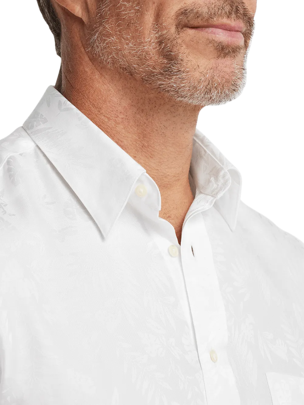 Lyocell Solid Jacquard Casual Shirt - White