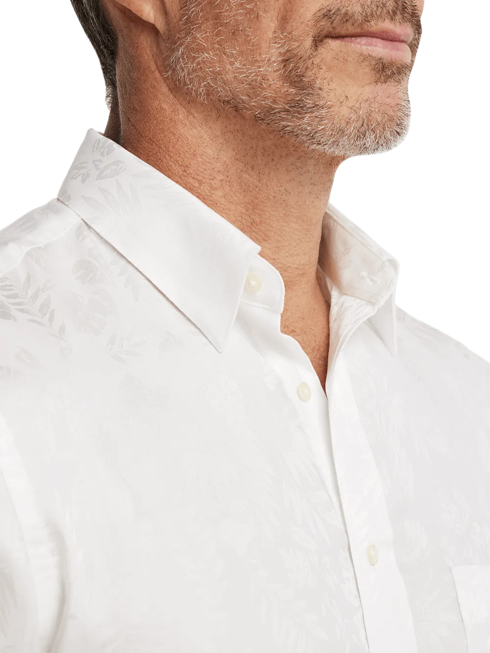 Lyocell Solid Jacquard Casual Shirt - White