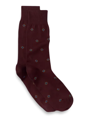 Medallion Cotton Blend Sock - Burgundy