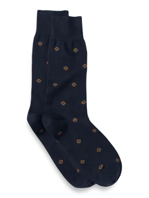Medallion Cotton Blend Sock - Navy