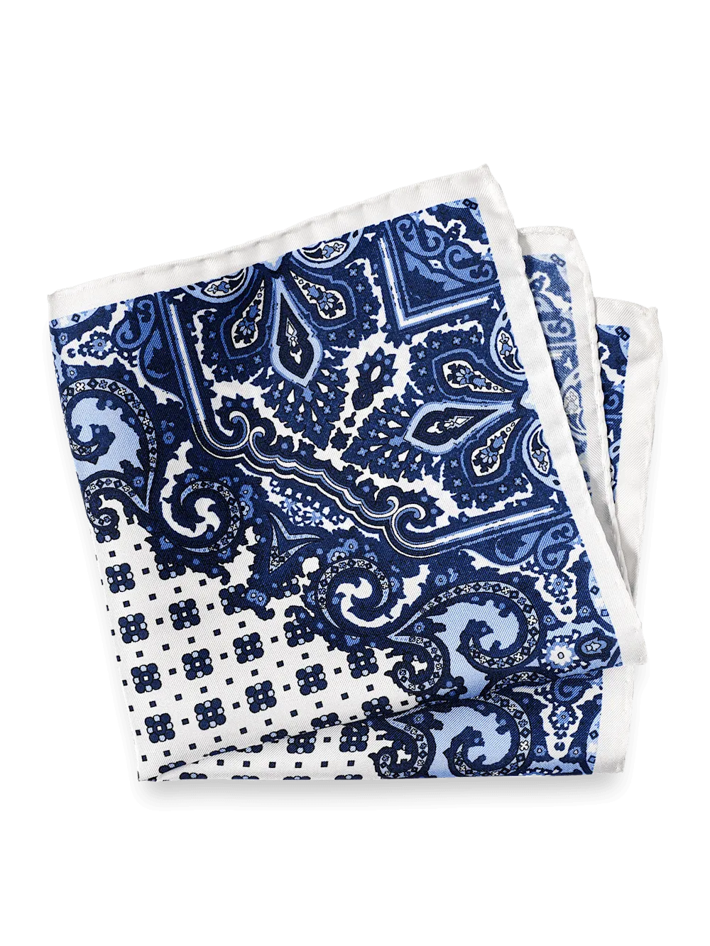 Medallion Silk Pocket Square - Blue/white