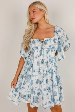 Memorably Iconic White Floral Mini Dress