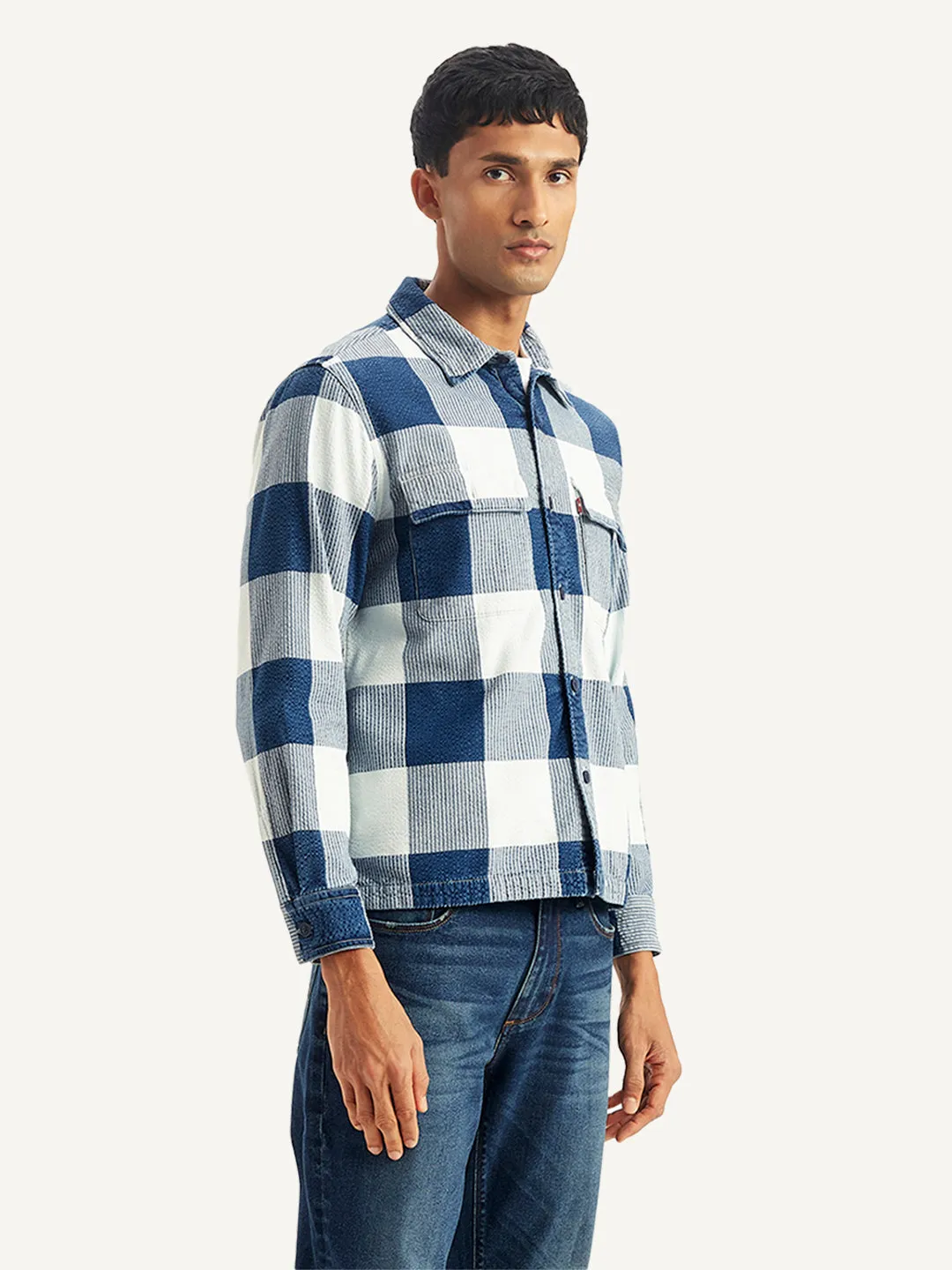 Men's Checkered White Spread Collar Shacket LEVI'S