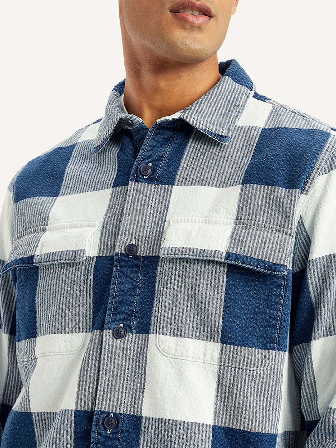 Men's Checkered White Spread Collar Shacket LEVI'S