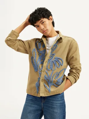 Men's Embroidered Brown Relaxed Fit Shacket LEVI'S