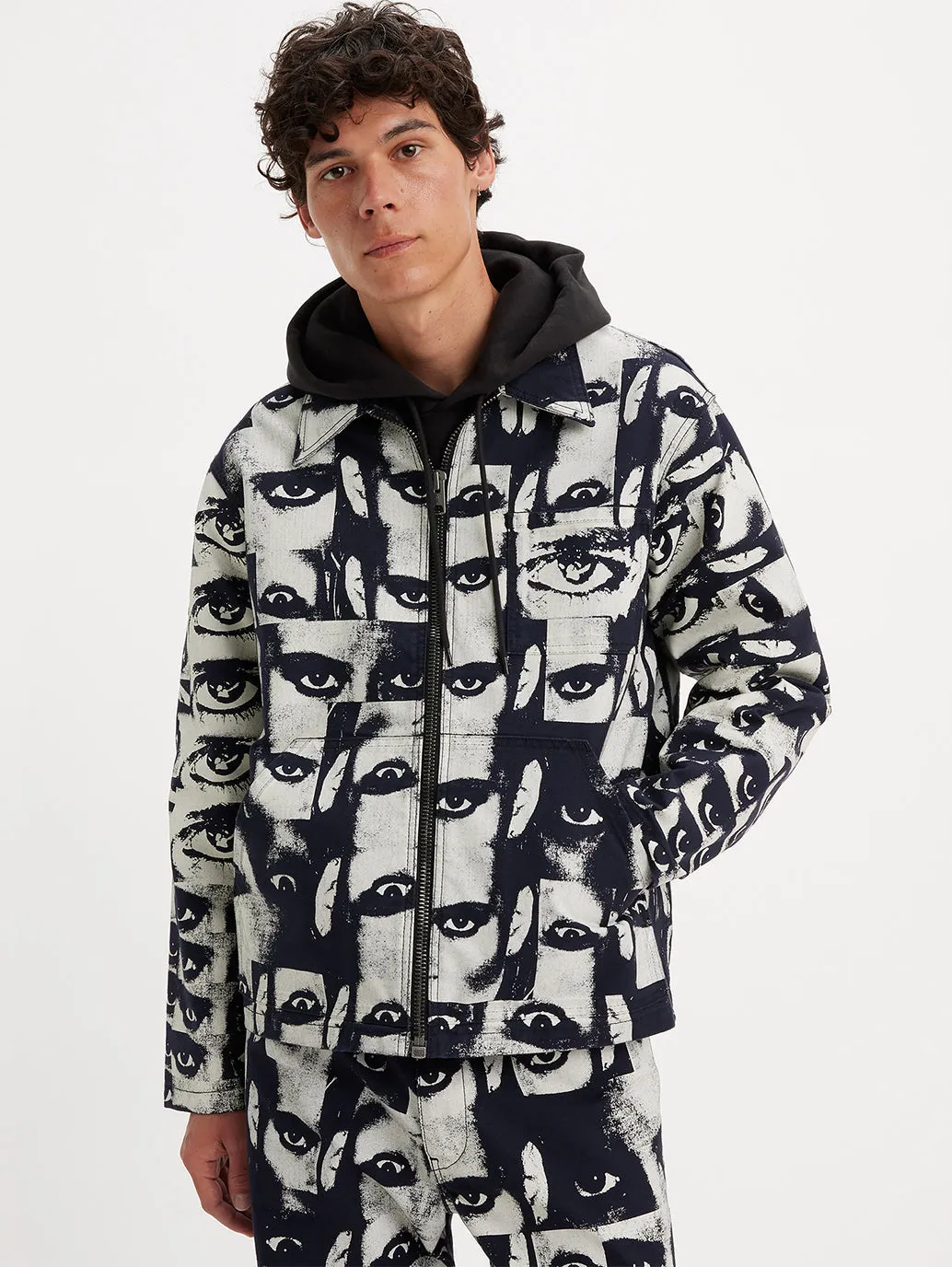 Men's Graphic Print Silver Spread Collar Jackets LEVI'S
