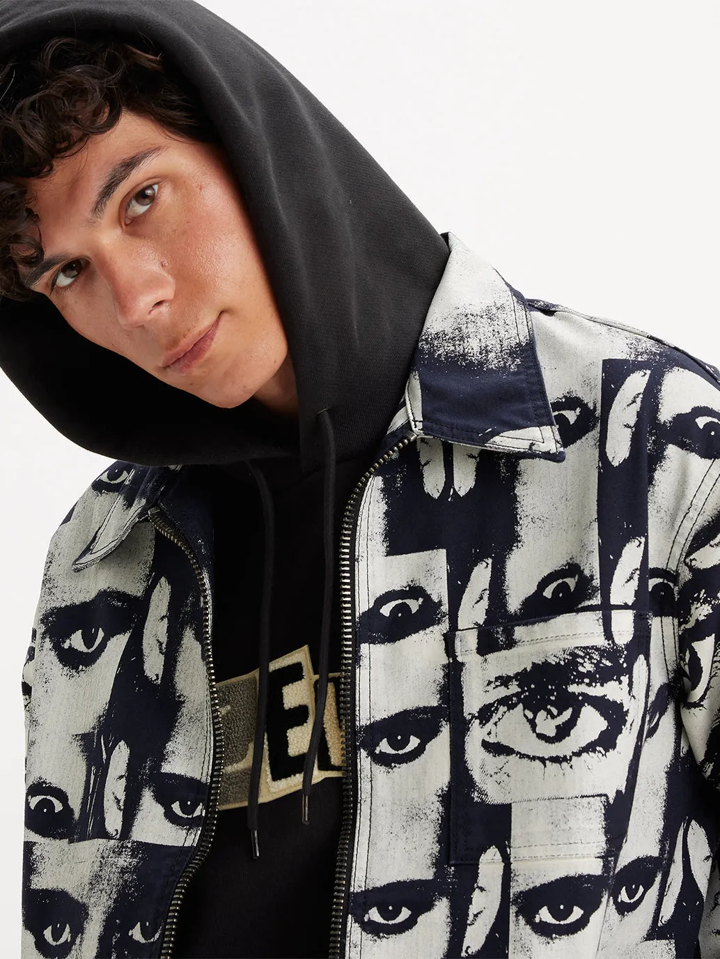 Men's Graphic Print Silver Spread Collar Jackets LEVI'S