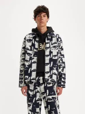 Men's Graphic Print Silver Spread Collar Jackets LEVI'S